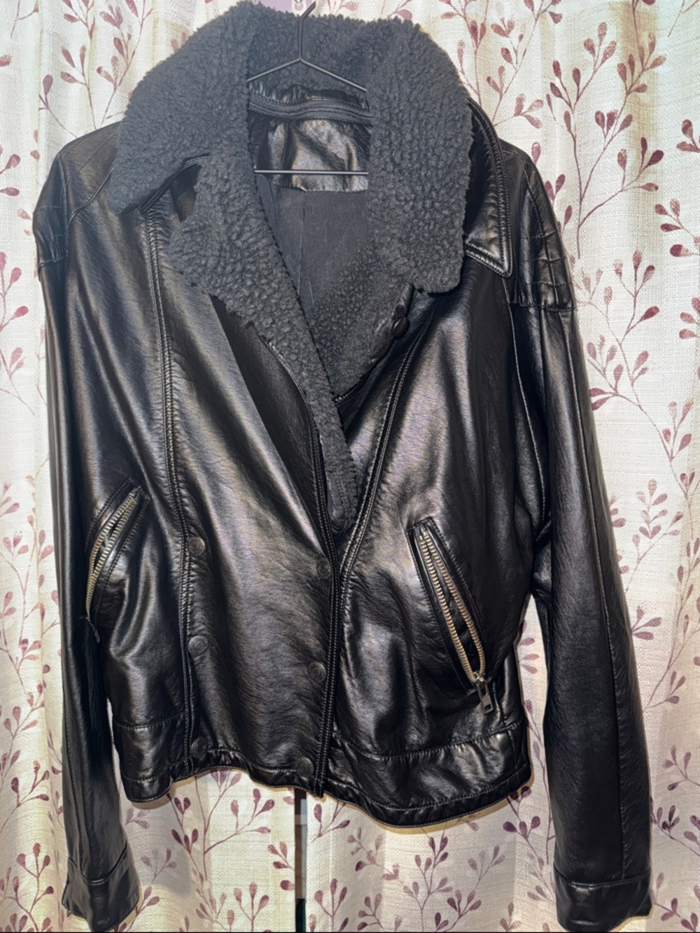 Black Faux Shearling Collar Jacket